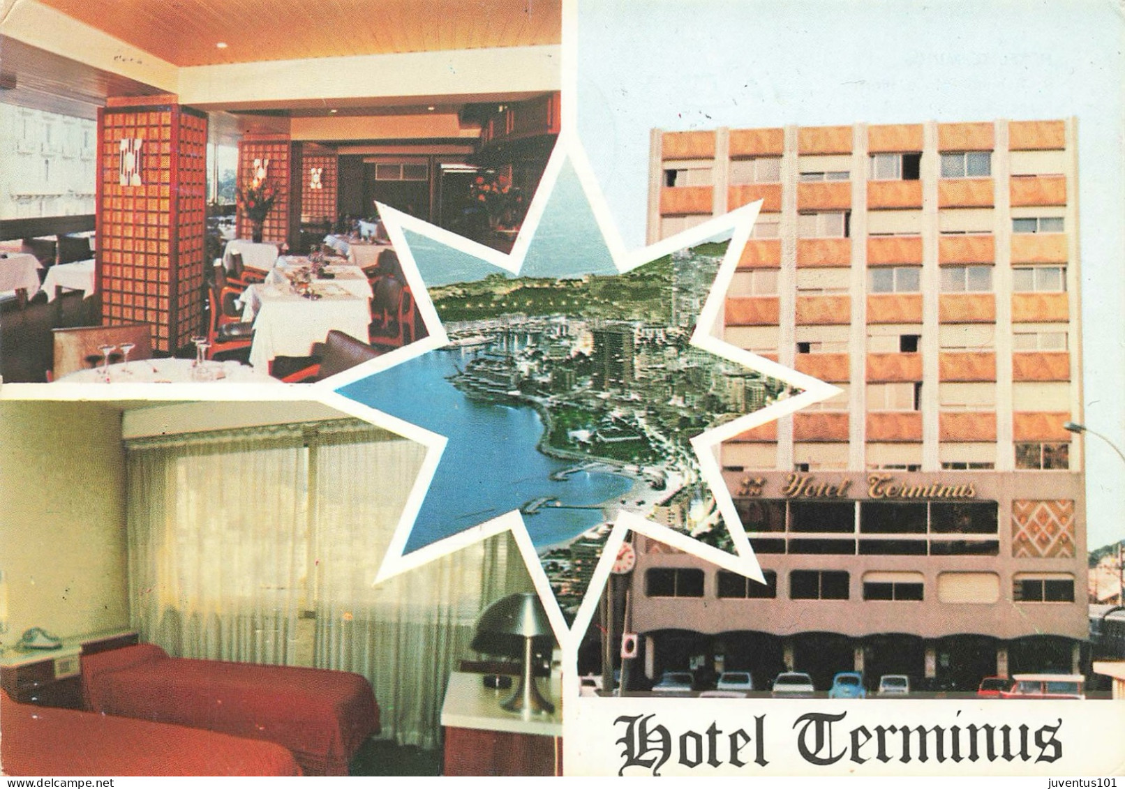 CPSM Monaco-Hôtel Terminus-Multivues-Timbre-RARE   L2771 - Hotels