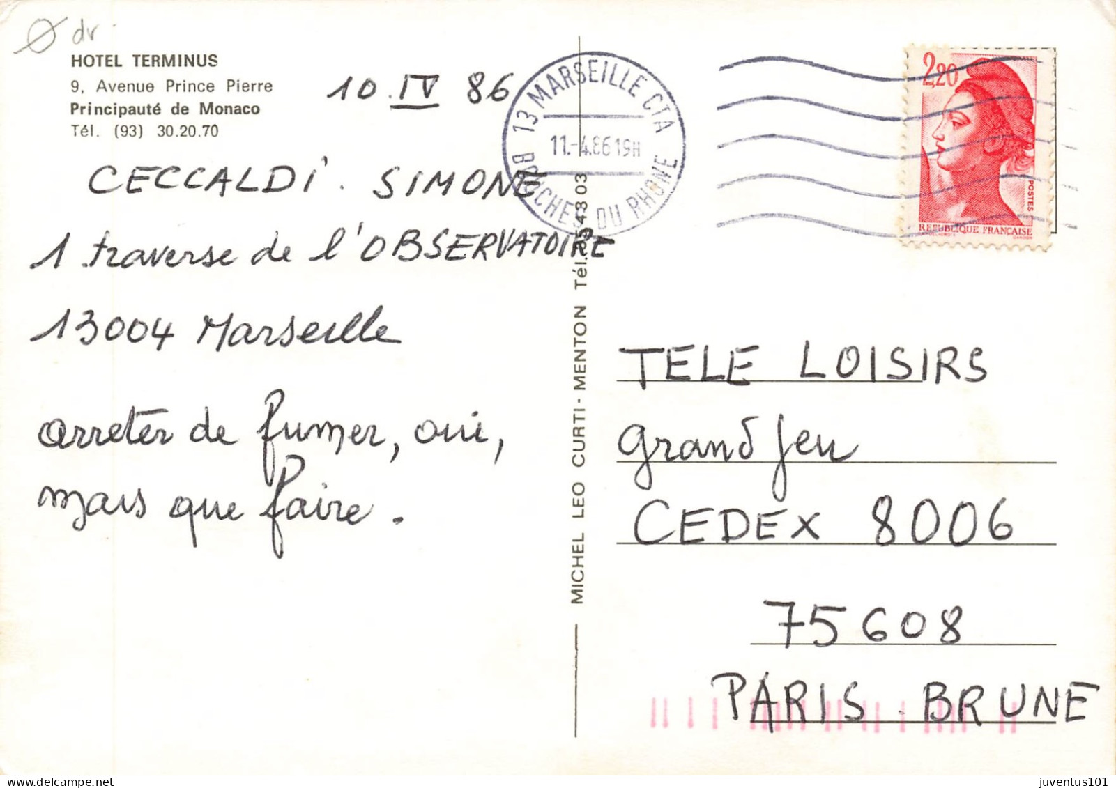 CPSM Monaco-Hôtel Terminus-Multivues-Timbre-RARE   L2771 - Hotels