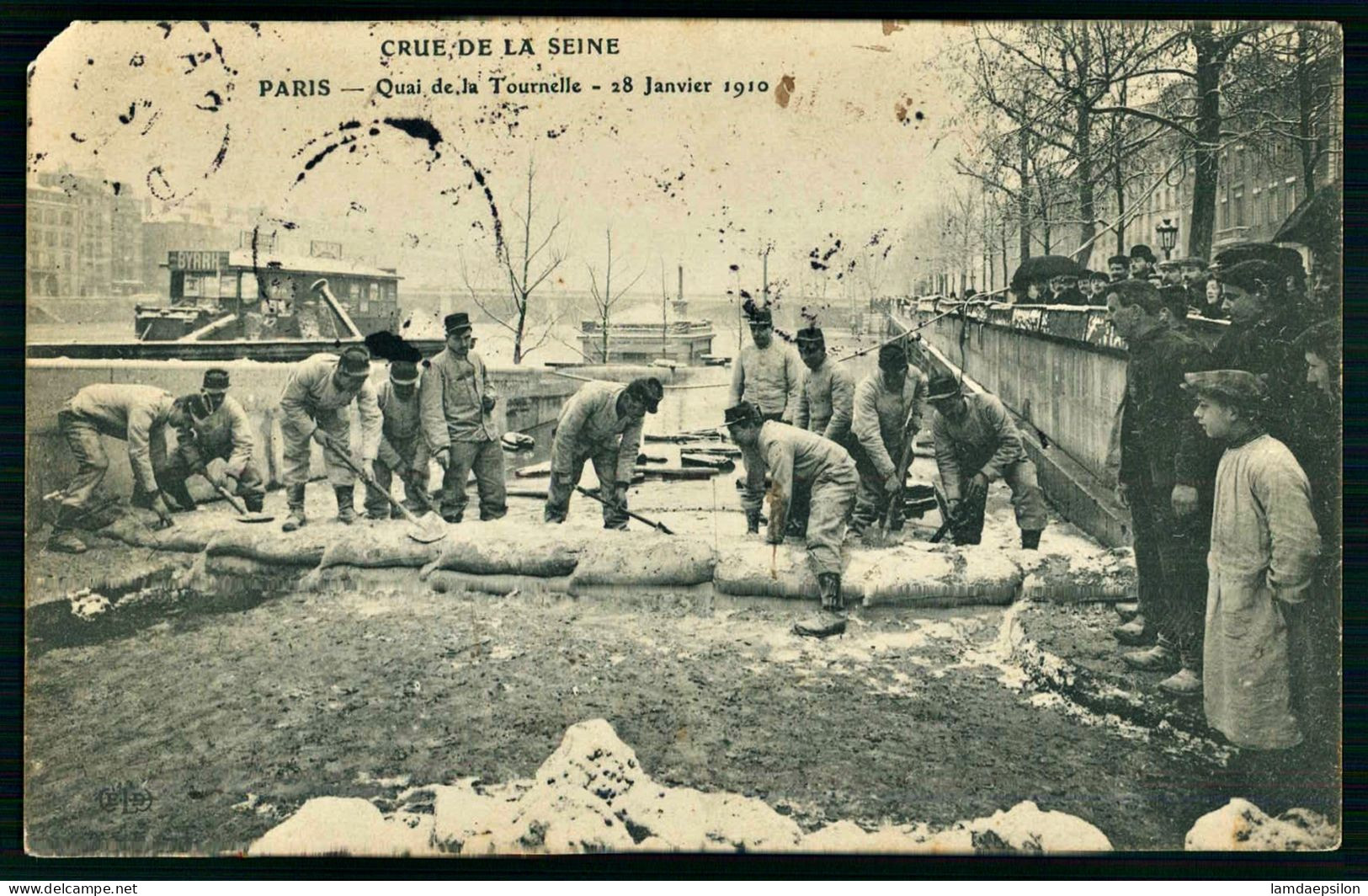 A69  FRANCE CPA PARIS - QUAI DE LA TOURNELLE , 18 JANVIER 1910 - Colecciones Y Lotes