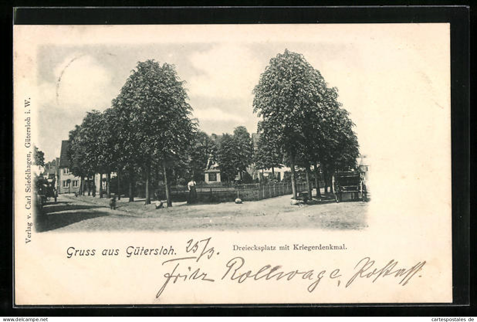 AK Gütersloh, Dreiecksplatz Mit Kriegerdenkmal  - Guetersloh