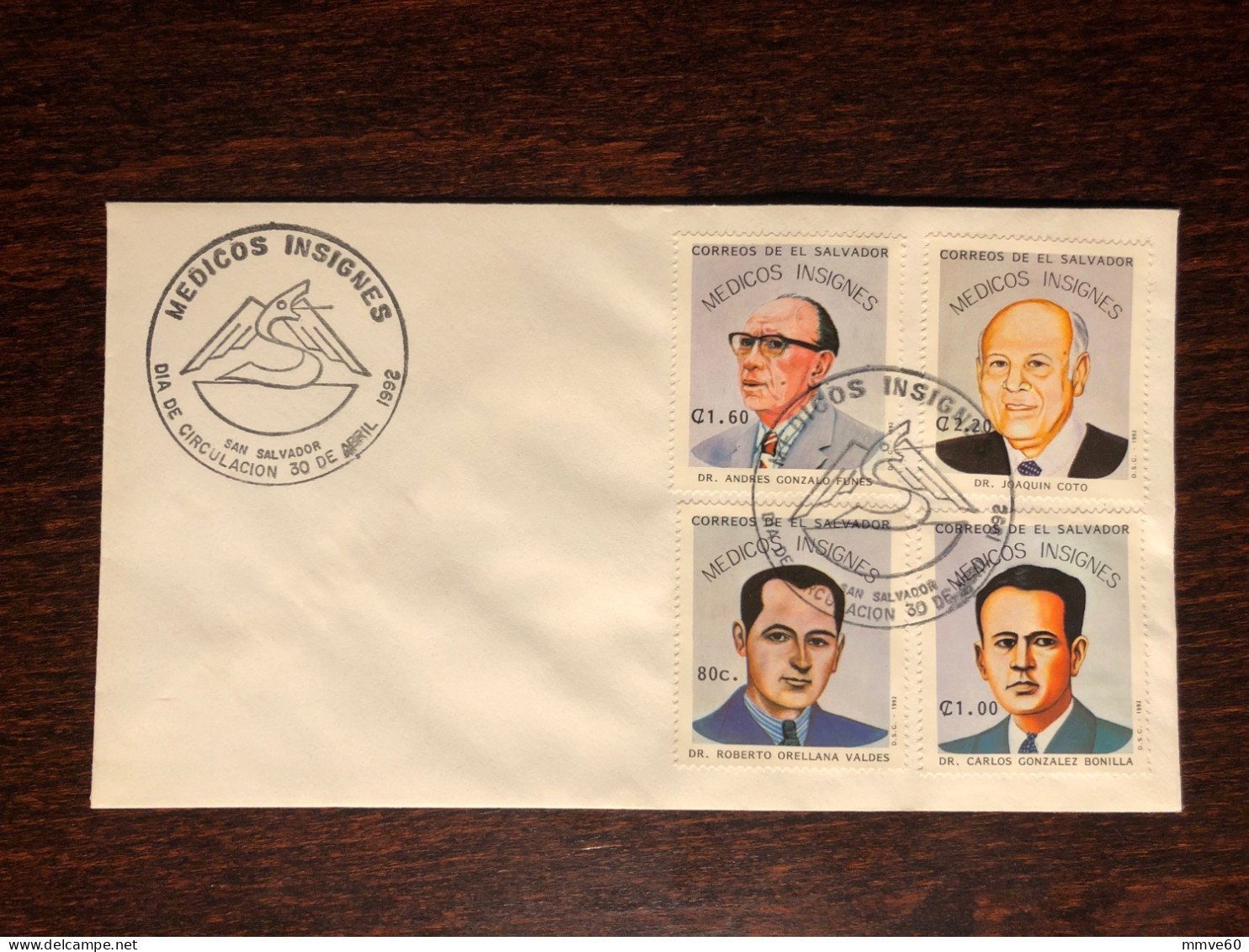 SALVADOR FDC COVER 1992 YEAR DOCTORS HEALTH MEDICINE STAMPS - El Salvador