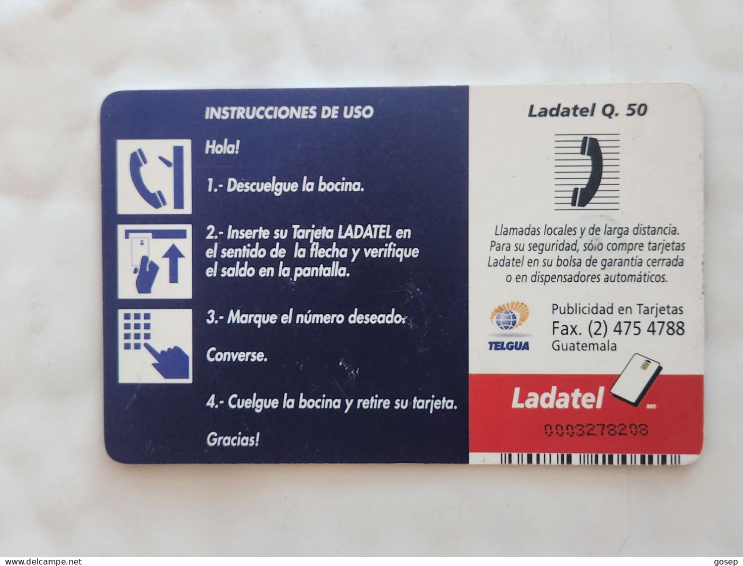 Guatemala-(gua-10B)-Quetzal-(2)-(ladatel Q.50)-(0003278208)-used Card+1card Prepiad Free - Guatemala