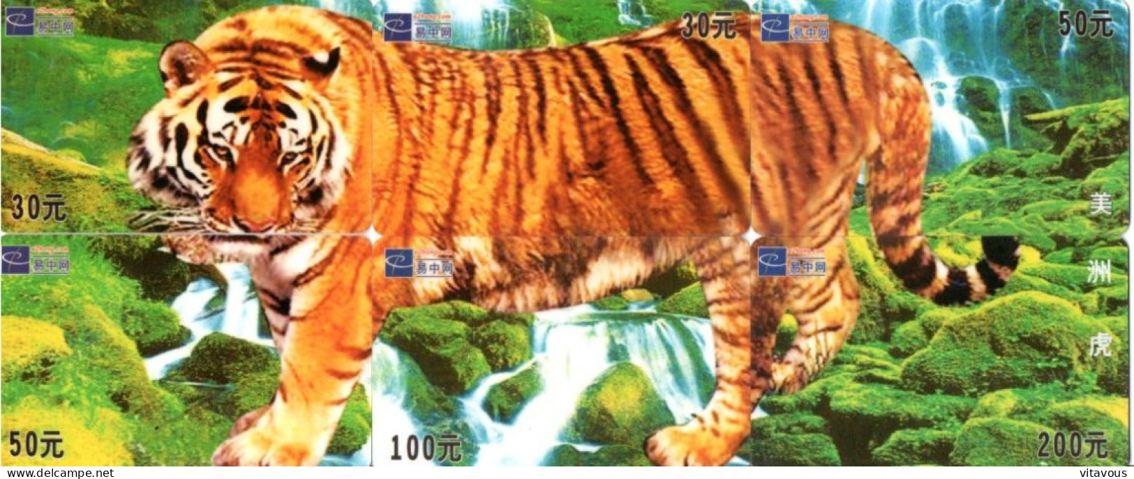 Tigre Animal   Puzzle 6 Télécartes Chine Phonecard (P 69) - Chine