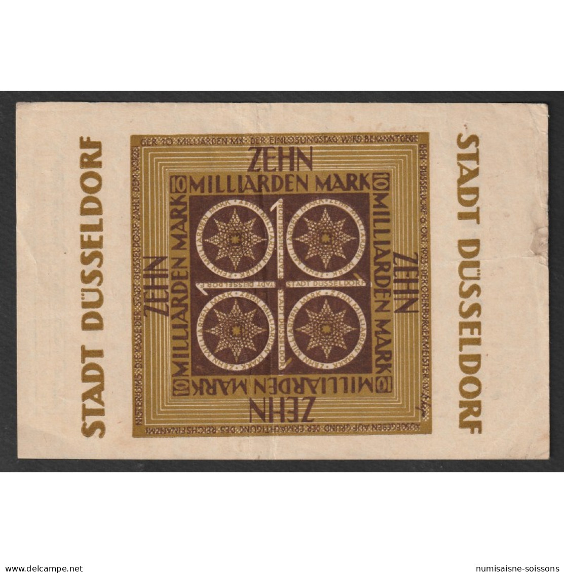 ALLEMAGNE - NOTGELD - DÜSSELDORF Stadt - 10 MILLIARDEN MARK - REIHE 1 - 01/04/1924 - TB+ - Otros & Sin Clasificación