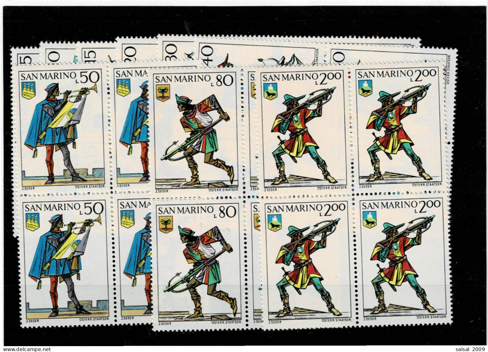 SAN MARINO ,"Balestrieri" ,serie Completa MNH In Quartina ,qualita Ottima - Ungebraucht