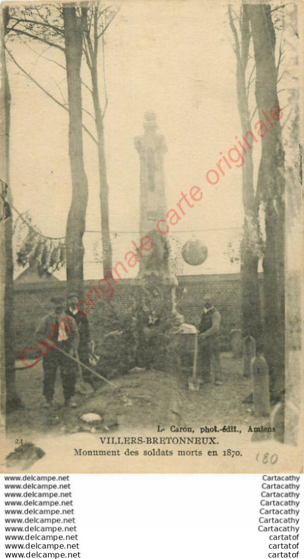 80.  VILLERS BRETONNEUX .  Monument Des Soldats Morts En 1870 . CPA Animée . - Villers Bretonneux