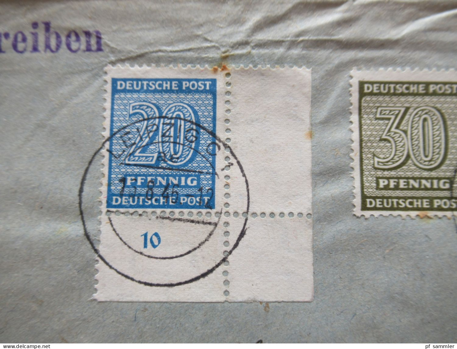 SBZ 1946 West Sachsen MiF Dreifarbenfrankatur Nr.134 Eckrand Unten Rechts Einschreiben Leipzig C1 - Bösperde Iserlohn - Storia Postale