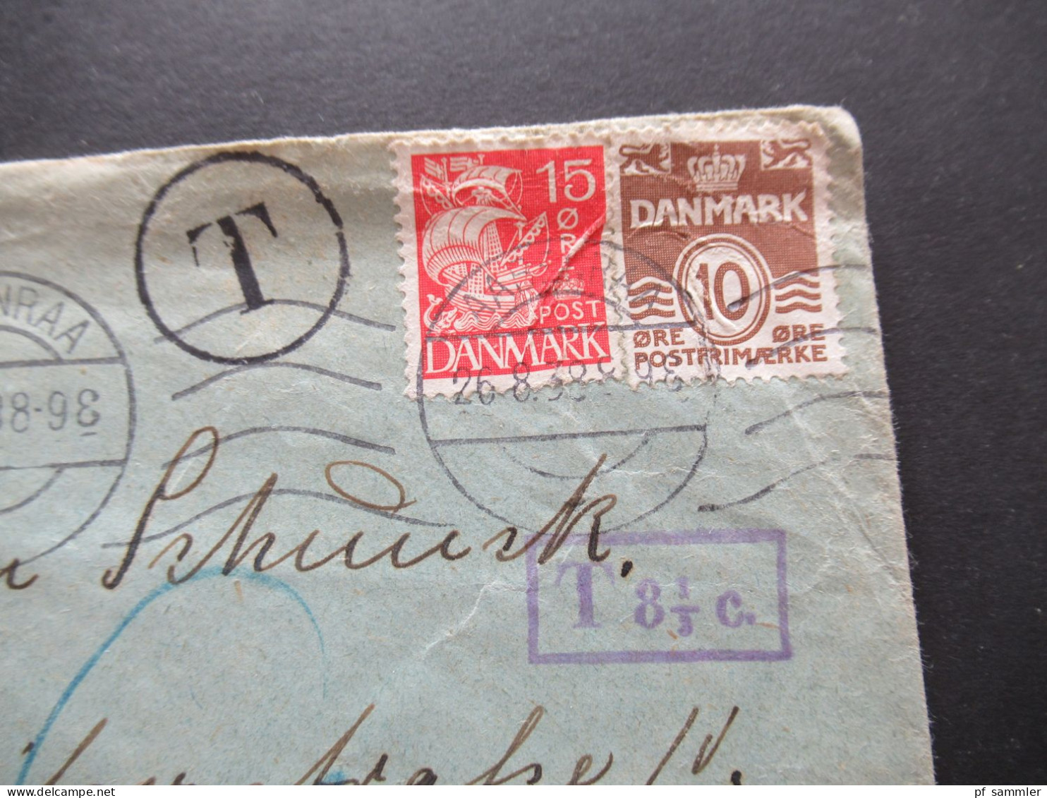 Dänemark 1938 MS Aabenraa - Menden Nachgebühr Beleg / T - Stempel Und Violetter Ra1 T 8 1/2 C. - Briefe U. Dokumente