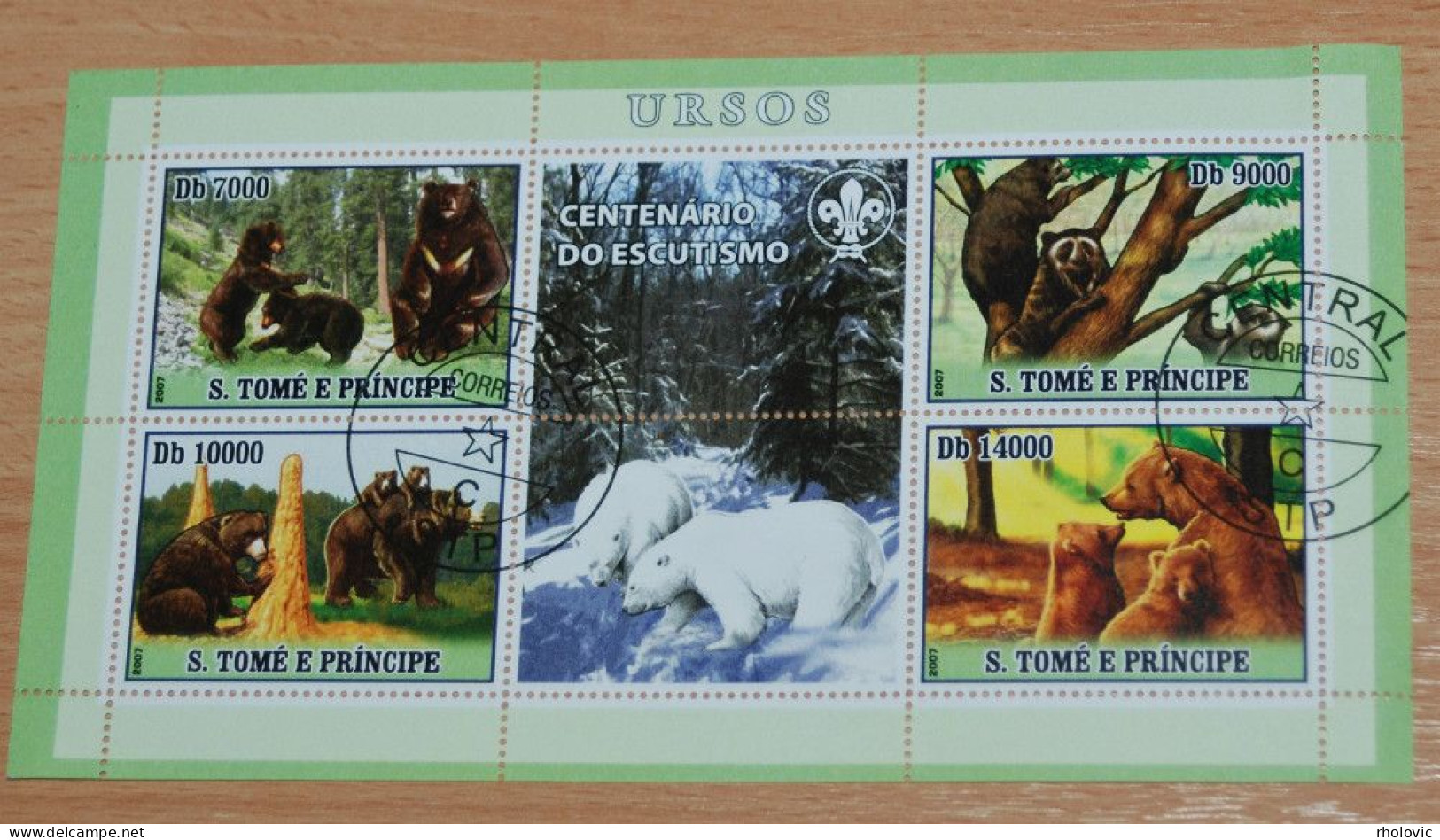 SAO TOME E PRINCIPE 2007, Bears, Animals, Fauna, Miniature Sheets, Used - Ours