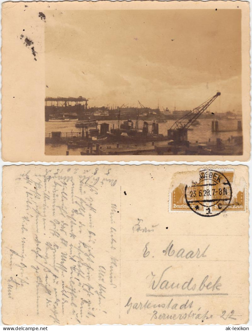 Privatfotokarte Ansichtskarte Wandsbek-Hamburg Hafen 1928 - Wandsbek