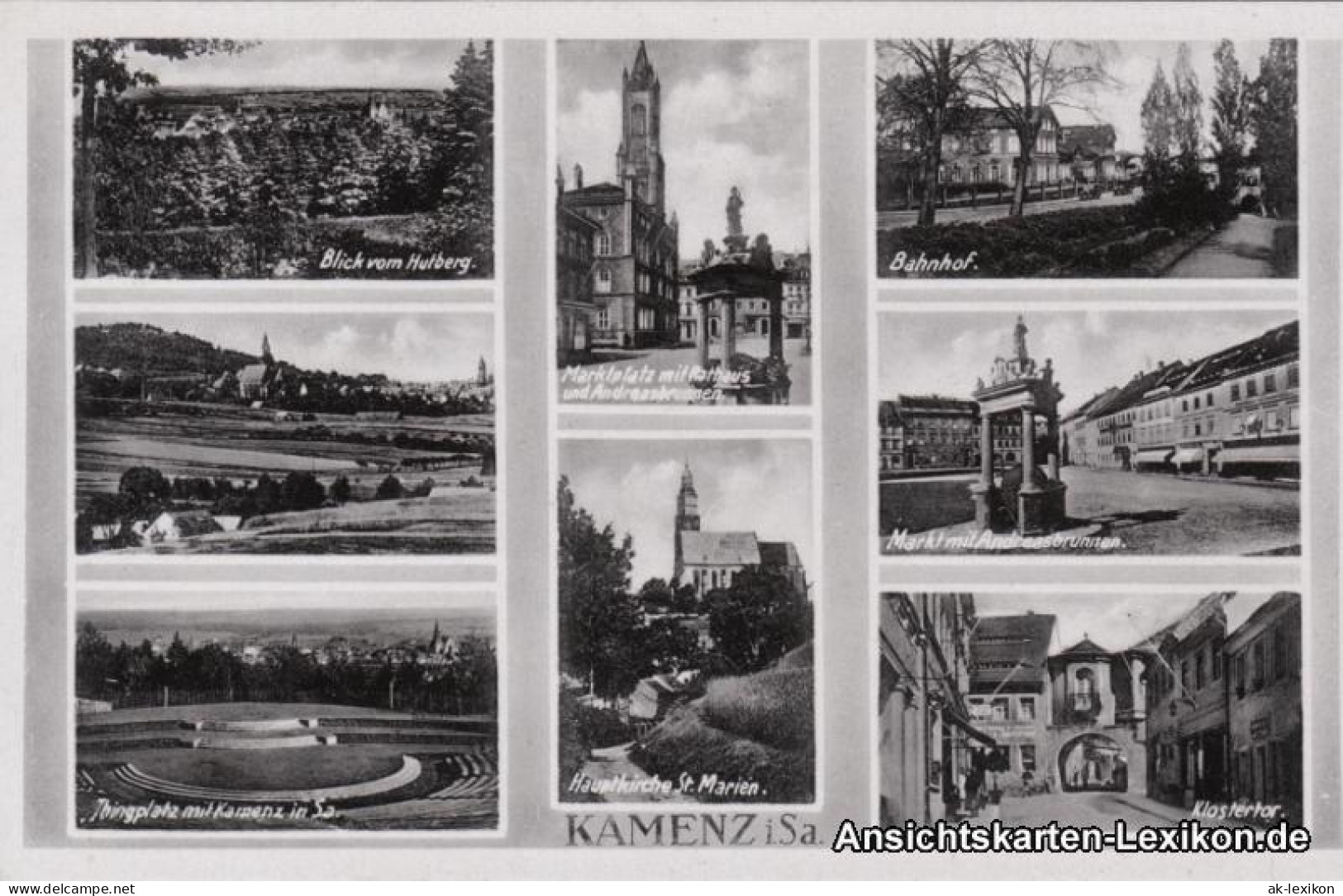 Ansichtskarte Kamenz Kamjenc Mehrbild - Thingplatz Hutberg, Bahnhof 1939 - Kamenz