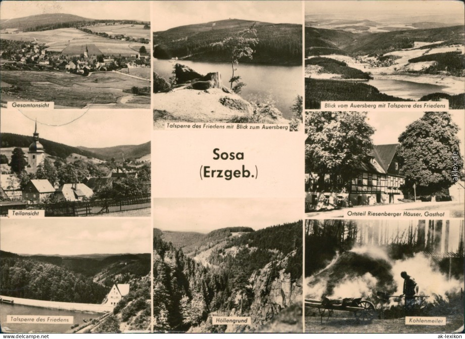 Sosa (Erzgebirge)-Eibenstock  Kohlenmeiler, Höllengrund Foto Ansichtskarte 1963 - Eibenstock