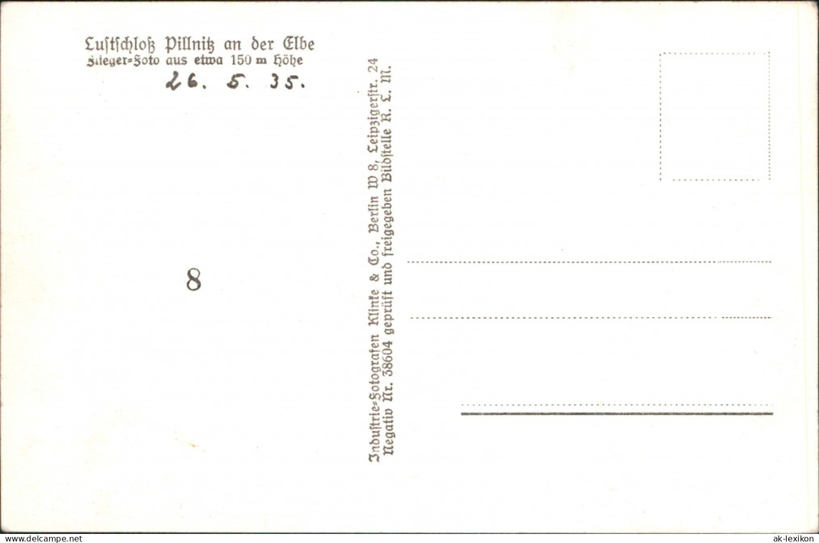 Ansichtskarte Pillnitz Luftbild - Schloss Pillnitz 1935 - Pillnitz