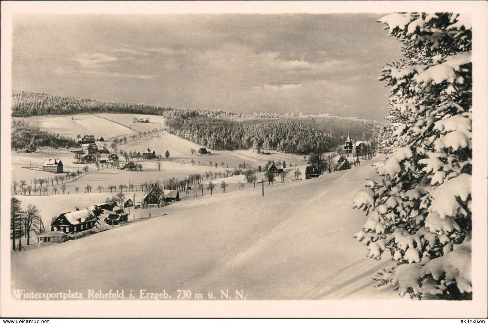 Ansichtskarte Rehefeld-Altenberg (Erzgebirge) Blick Auf Den Ort Im Winter 1932 - Rehefeld