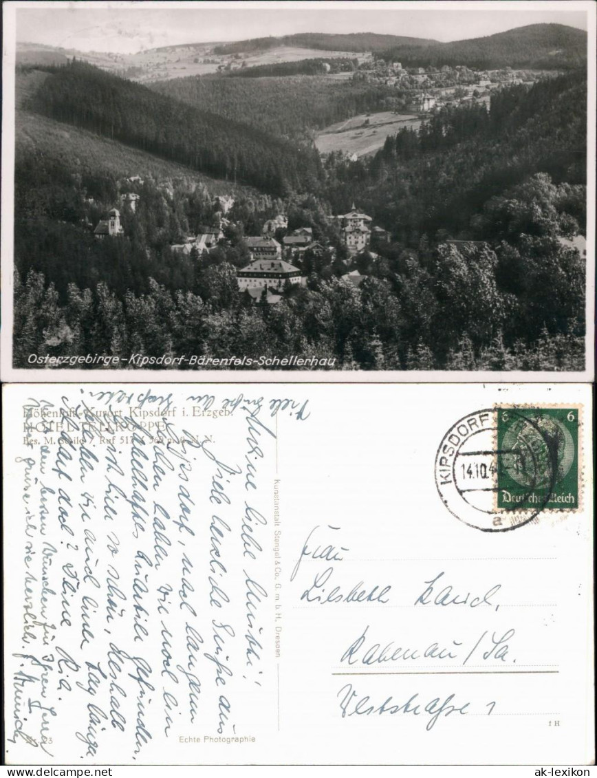 Kipsdorf-Altenberg (Erzgebirge)  Panorama V.  Bärenfels, Schellerhau 1940 - Kipsdorf