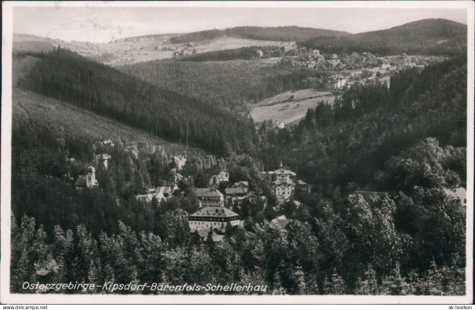Kipsdorf-Altenberg (Erzgebirge)  Panorama V.  Bärenfels, Schellerhau 1940 - Kipsdorf