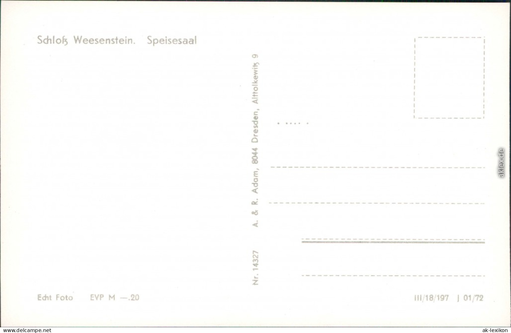 Ansichtskarte Weesenstein (Müglitz) Schloss Weesenstein - Speisesaal 1977 - Weesenstein A. D. Müglitz