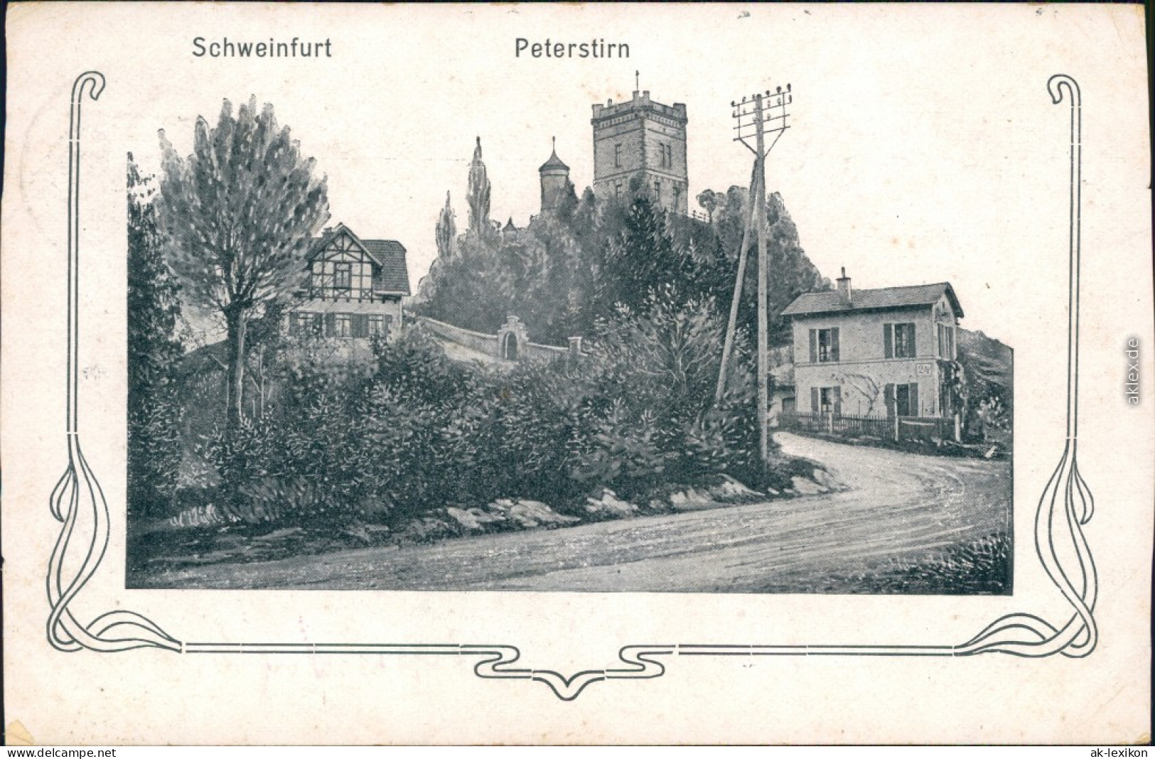 Ansichtskarte Schweinfurt Straßenpartie - Peterstirn (Jugendstil) 1908  - Schweinfurt