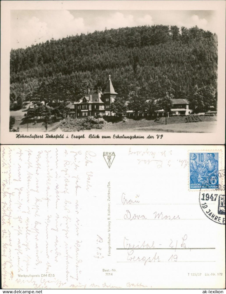 Ansichtskarte Rehefeld-Altenberg (Erzgebirge) FDGB Erholungsheim Der VP 1957 - Rehefeld