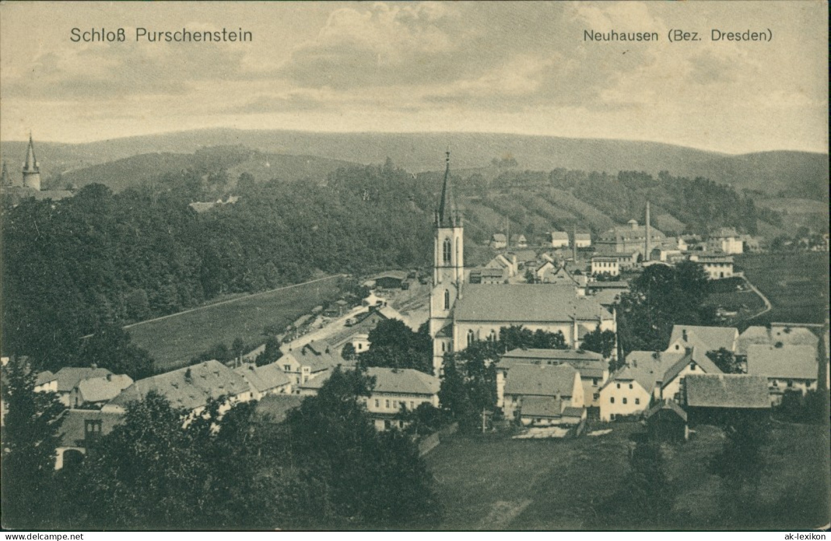 Ansichtskarte Neuhausen (Erzgebirge) Blick Auf Die Stadt - Schloß 1912  - Neuhausen (Erzgeb.)
