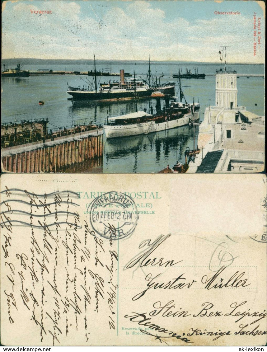 Postcard Veracruz Hafen Und Observatorium 1912  - Mexico