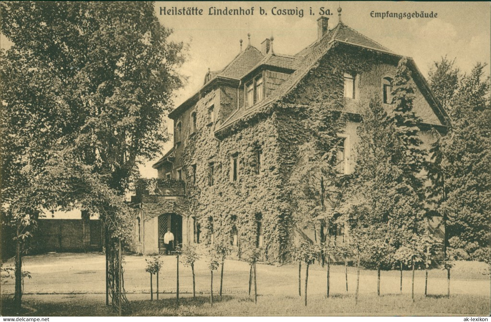 Ansichtskarte Coswig (Sachsen) Empfangsgebäude - Lindenhof 1922  - Coswig