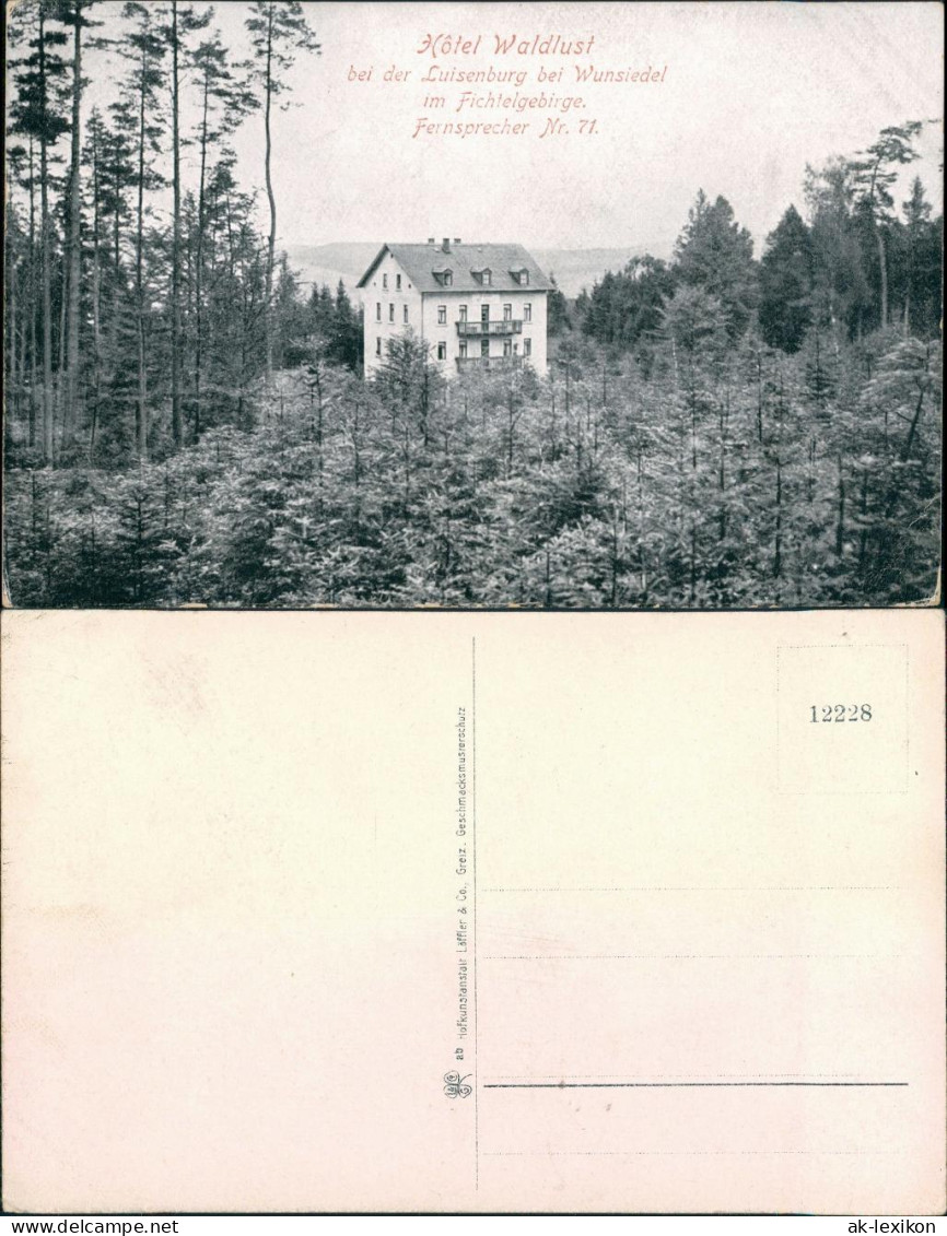 Luisenburg-Wunsiedel (Fichtelgebirge) Hotel Waldlust Luisenburg 1912  - Wunsiedel