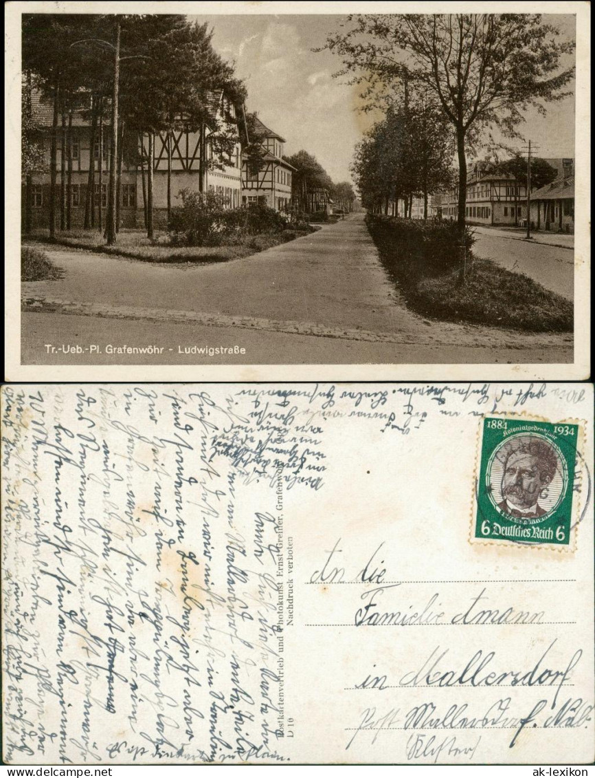 Ansichtskarte Grafenwöhr Truppenübungsplatz - Ludwigstrasse 1937 - Grafenwoehr