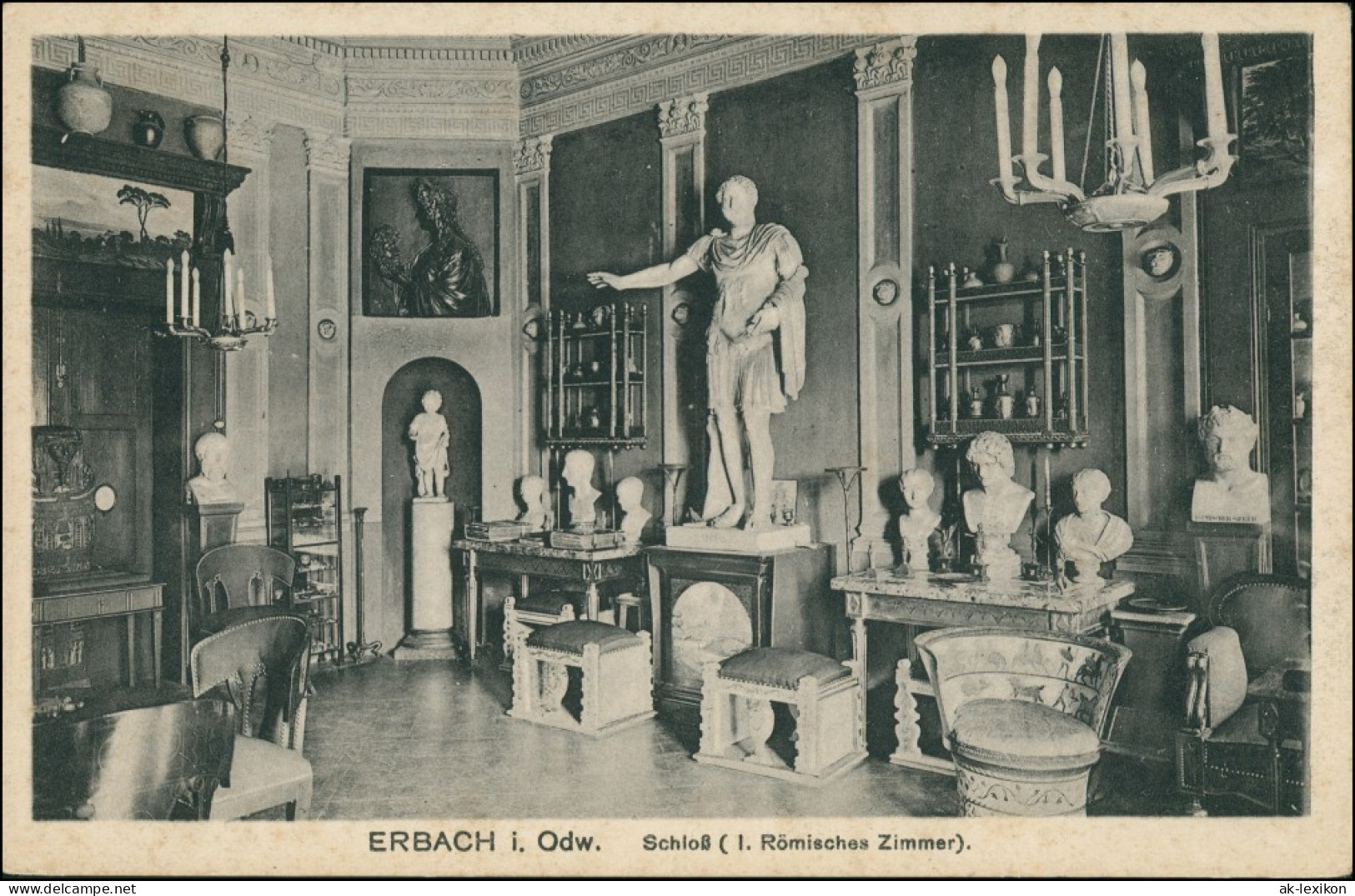 Ansichtskarte Erbach (Odenwald) Schloss Römisches Zimmer 1923 - Erbach