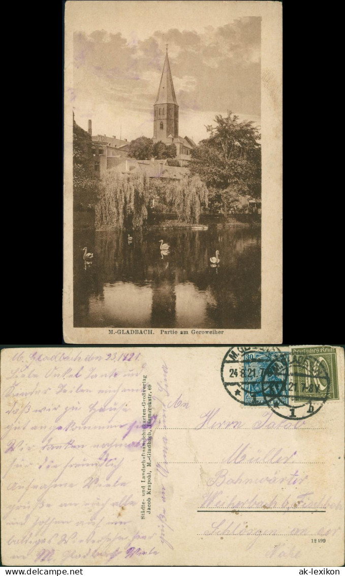 Ansichtskarte Mönchengladbach Geroweiher - Stadt 1921 - Moenchengladbach