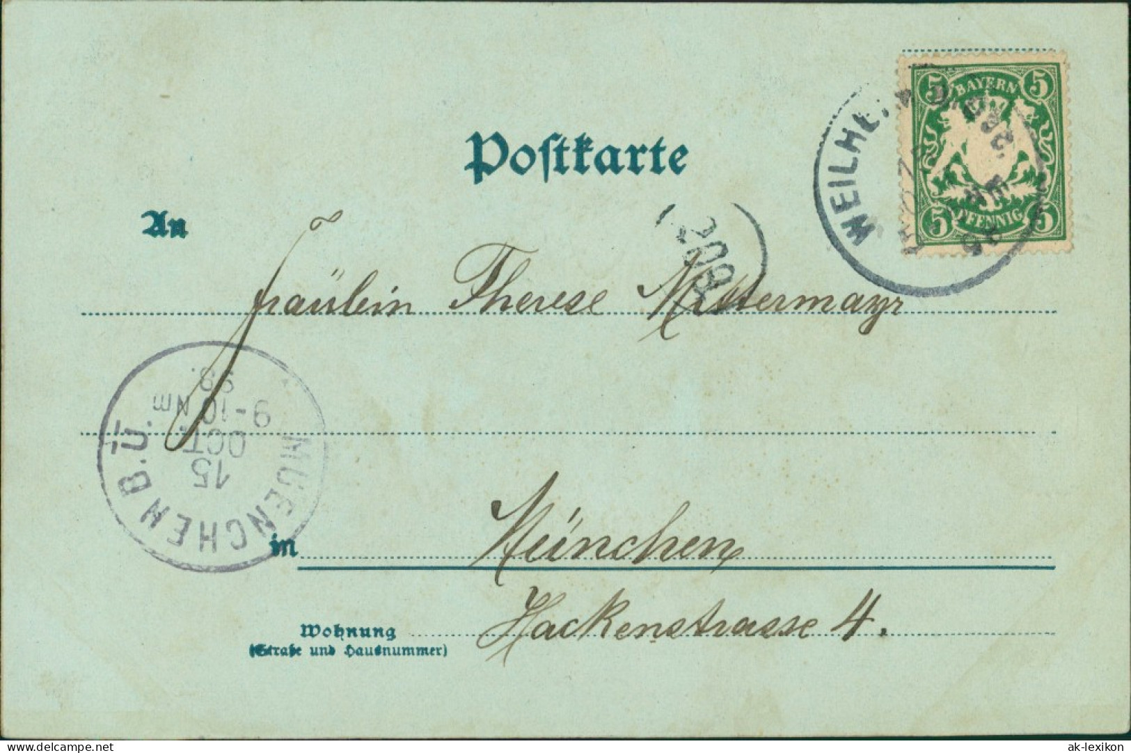 Ansichtskarte Weilheim (Oberbayern) Hauptplatz - Mondschein 1898 - Weilheim