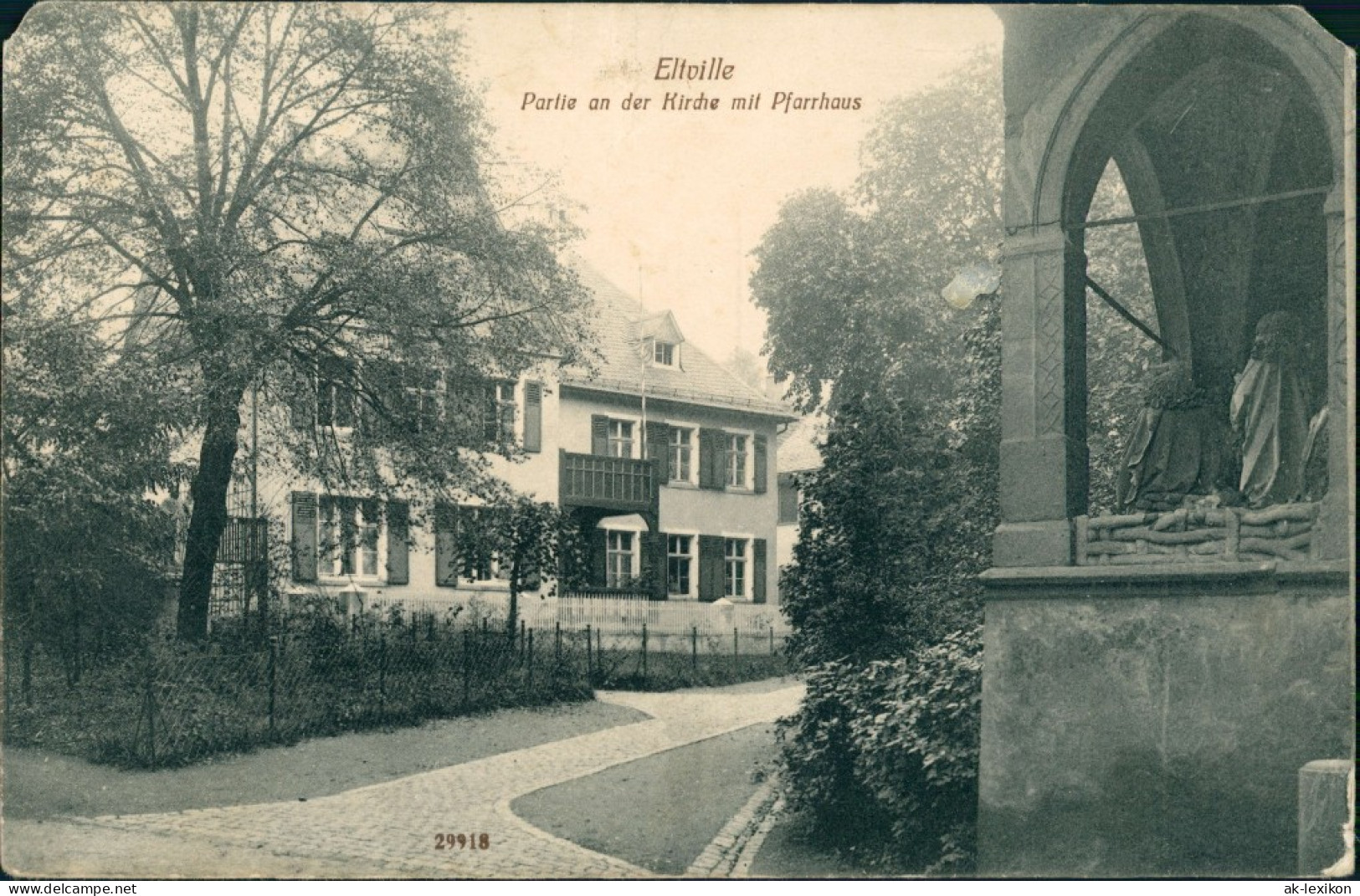 Ansichtskarte Eltville Am Rhein Partie An Kirche Und Pfarrhaus 1914 - Eltville