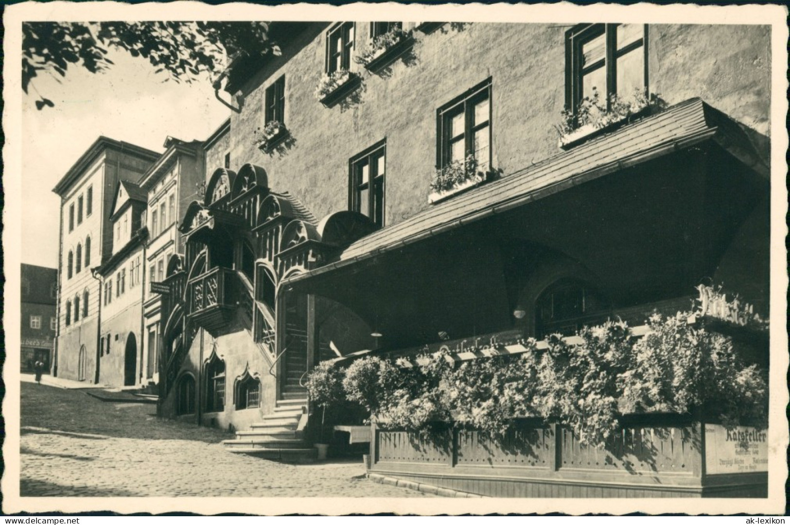 Ansichtskarte Pößneck Rathaus, Treppe - Ratskeller 1938 - Poessneck