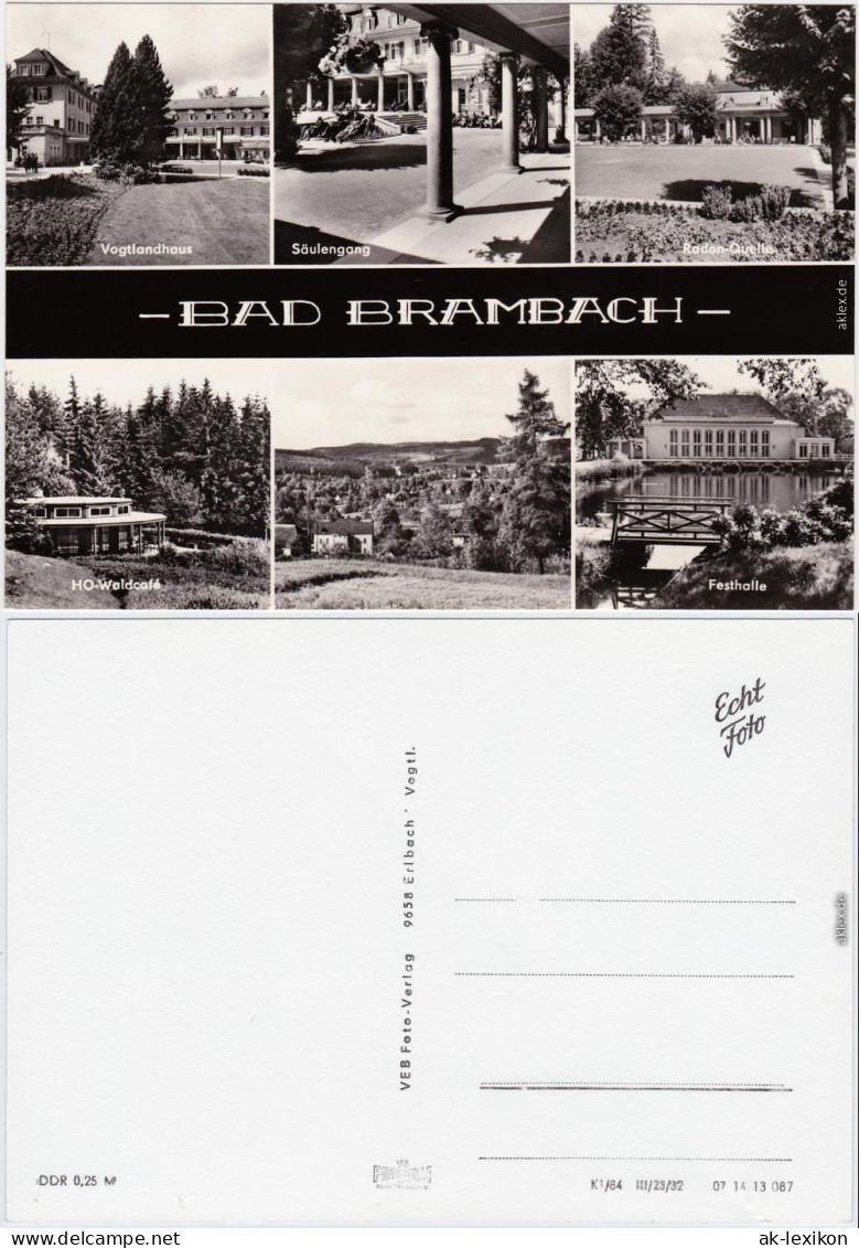 Bad Brambach Waldcafe, Festhalle, Radon-Quelle, Säulengang 1984  - Bad Brambach