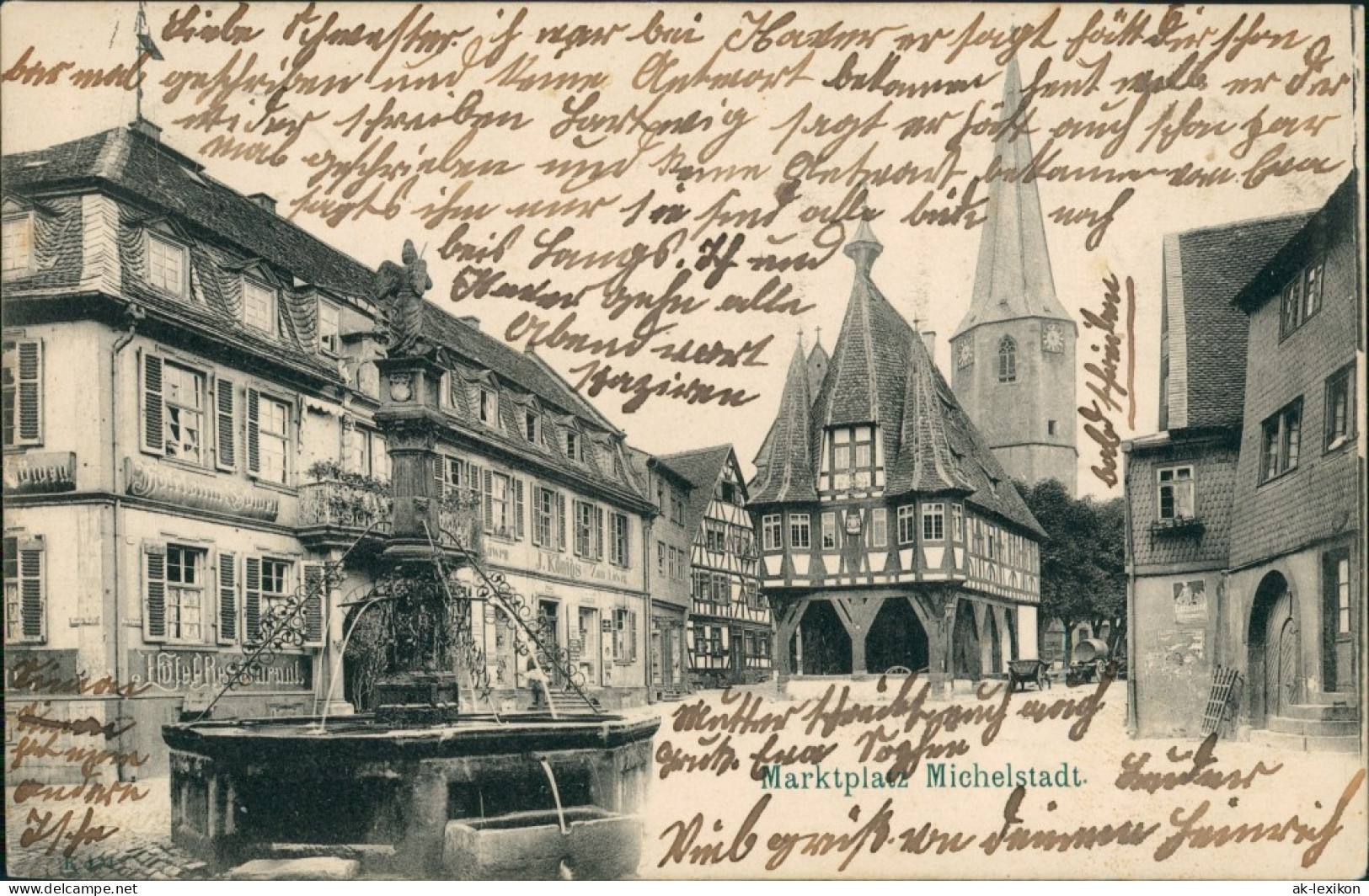 Ansichtskarte Michelstadt Marktplatz 1905 - Michelstadt