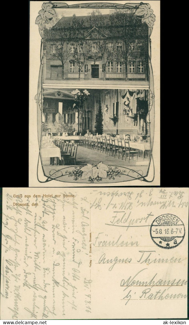 Drossen Ośno Lubuskie Hotel Zur Sonne 2B Saal Słubice Frankfurt An Der Ode 1916 - Neumark
