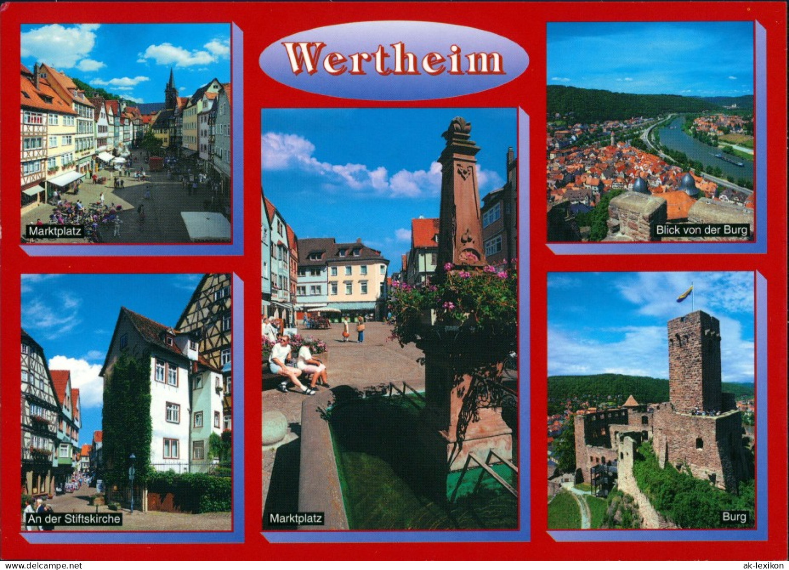 Ansichtskarte Wertheim Marktplatz, Burg-Blick, Stiftskirche 2000 - Wertheim