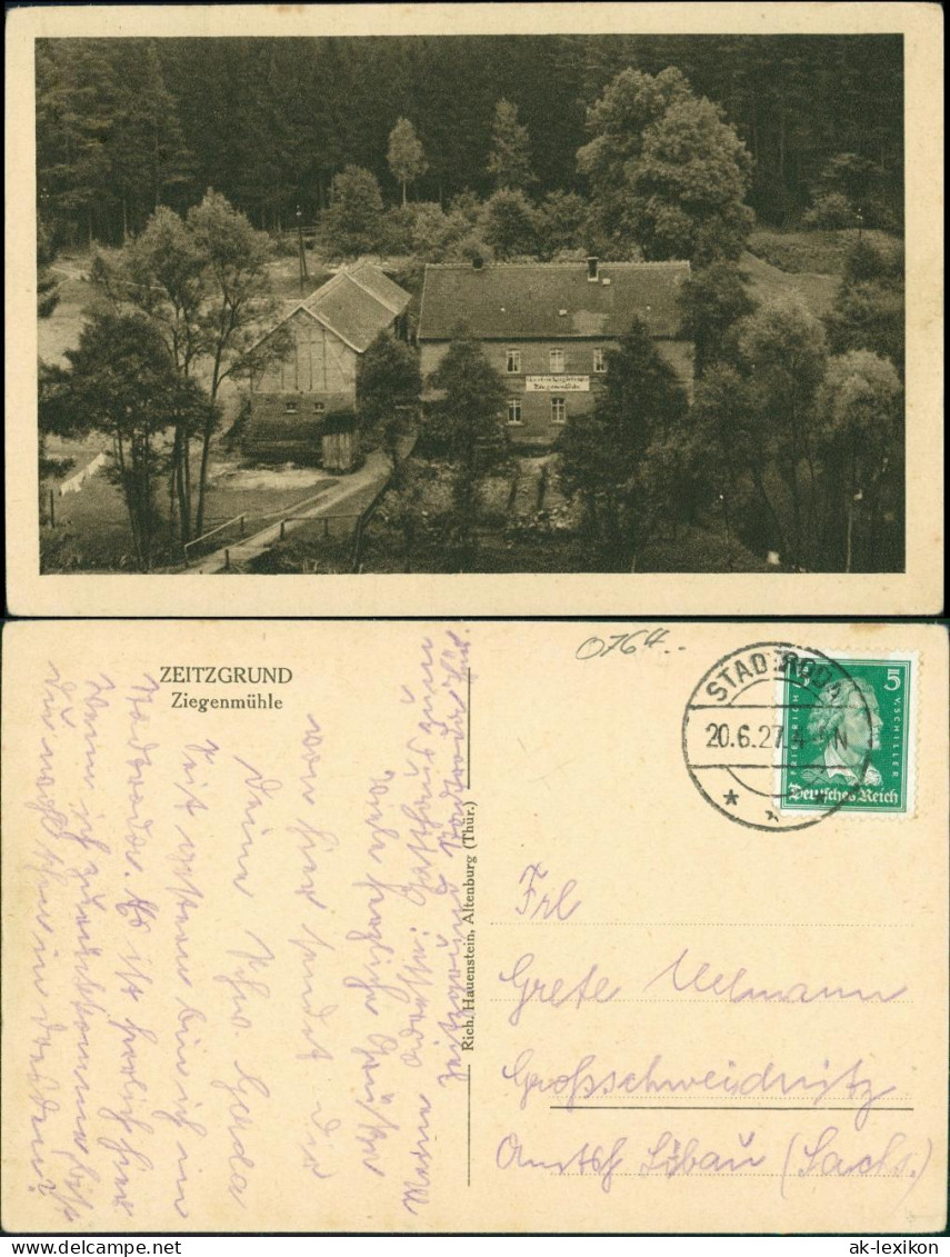 Ansichtskarte Stadtroda Zeitzgrund - Ziegenmühle 1927 - Stadtroda