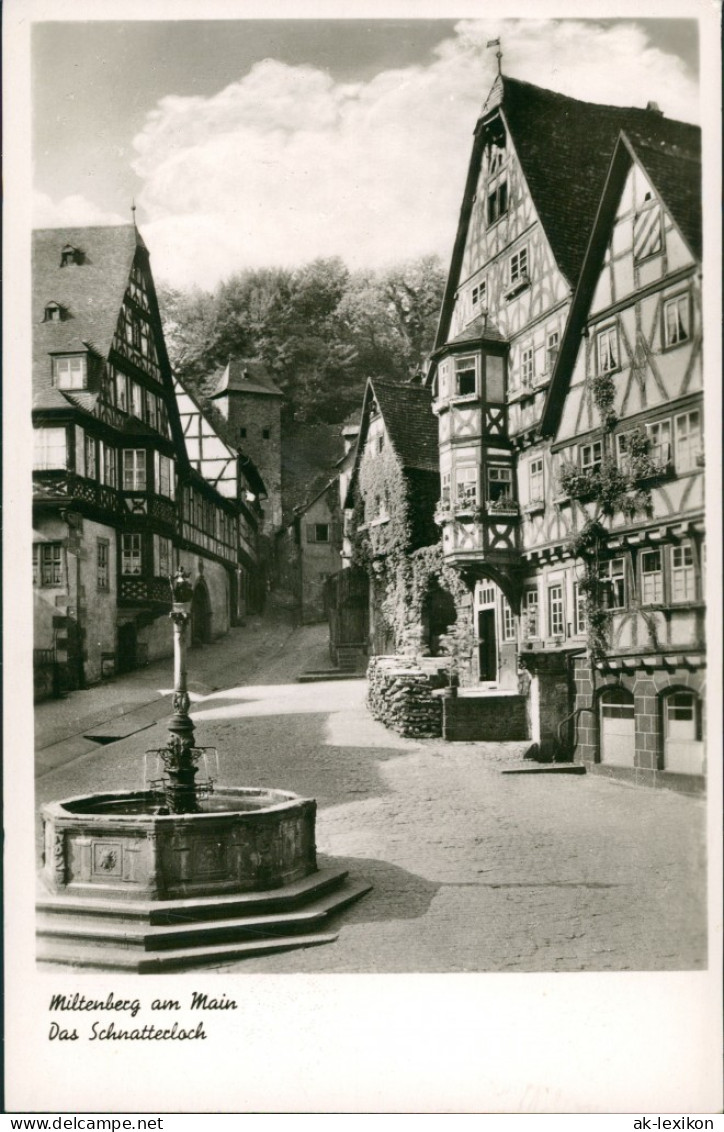 Miltenberg (Main) Schnatterloch, Strasse Fachwerkhäuser, Brunnen 1934 - Miltenberg A. Main