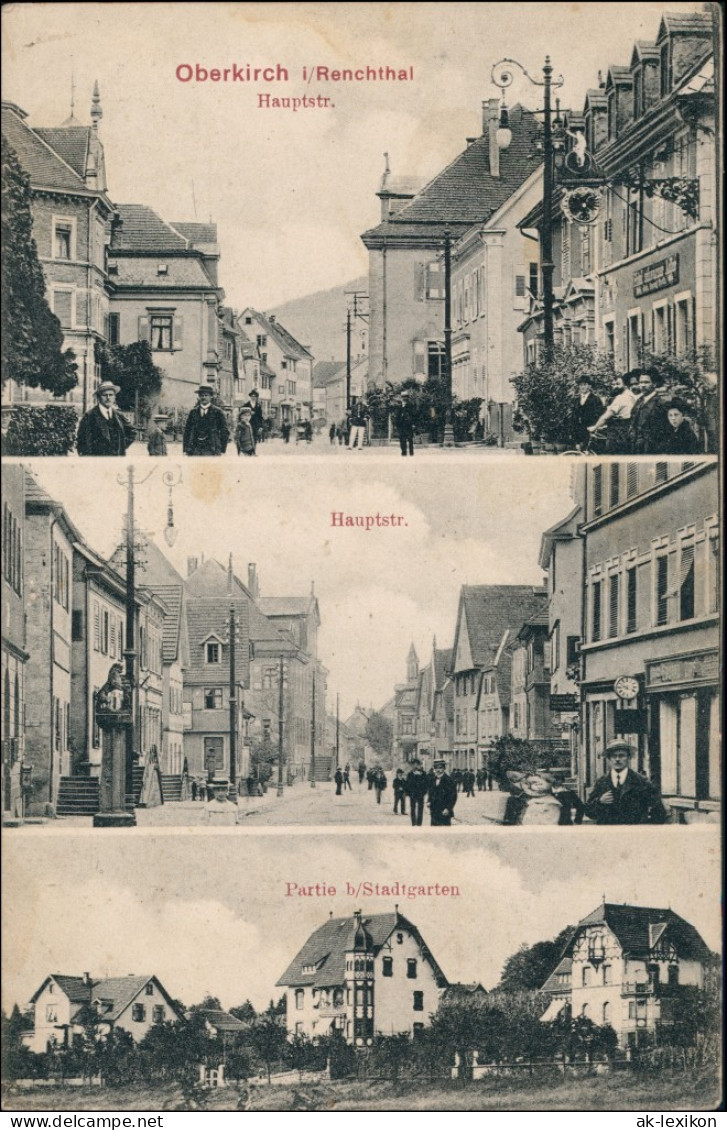 Ansichtskarte Oberkirch (Baden) 3 Bild Hauptstraße, Stadtgarten 1906 - Oberkirch