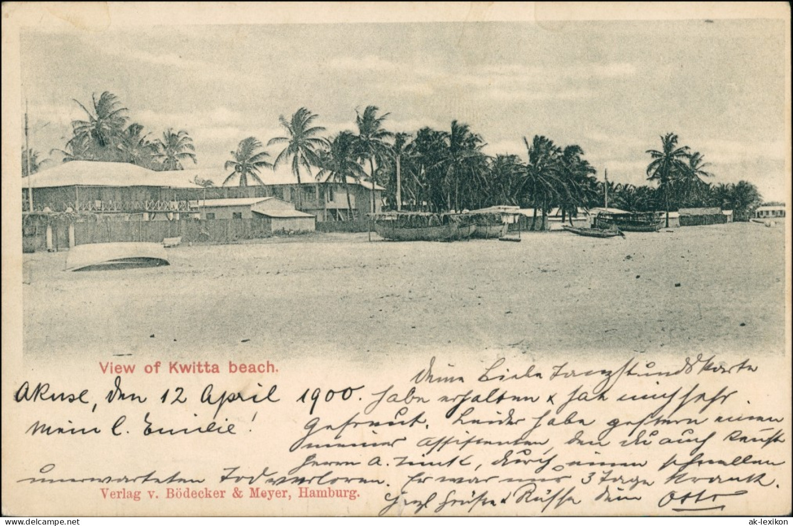 Postcard Kwitta (Ghana) Beach/Strandpromenade 1900 - Ghana - Gold Coast