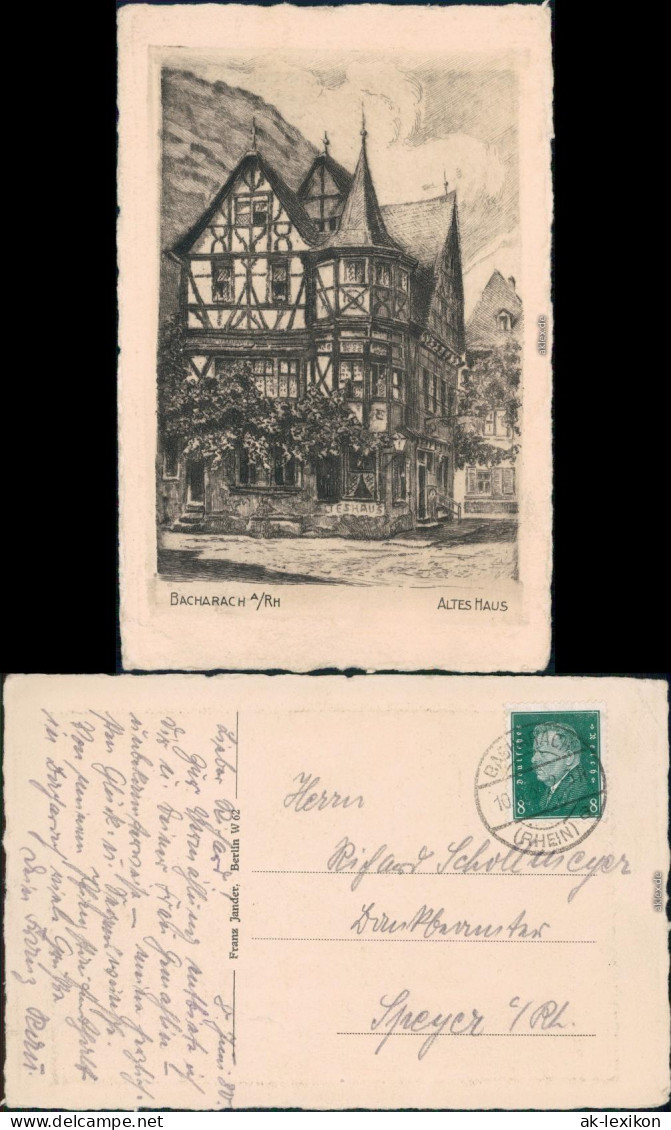 Ansichtskarte Bacharach Gasthof "Altes Haus" 1930 - Bacharach