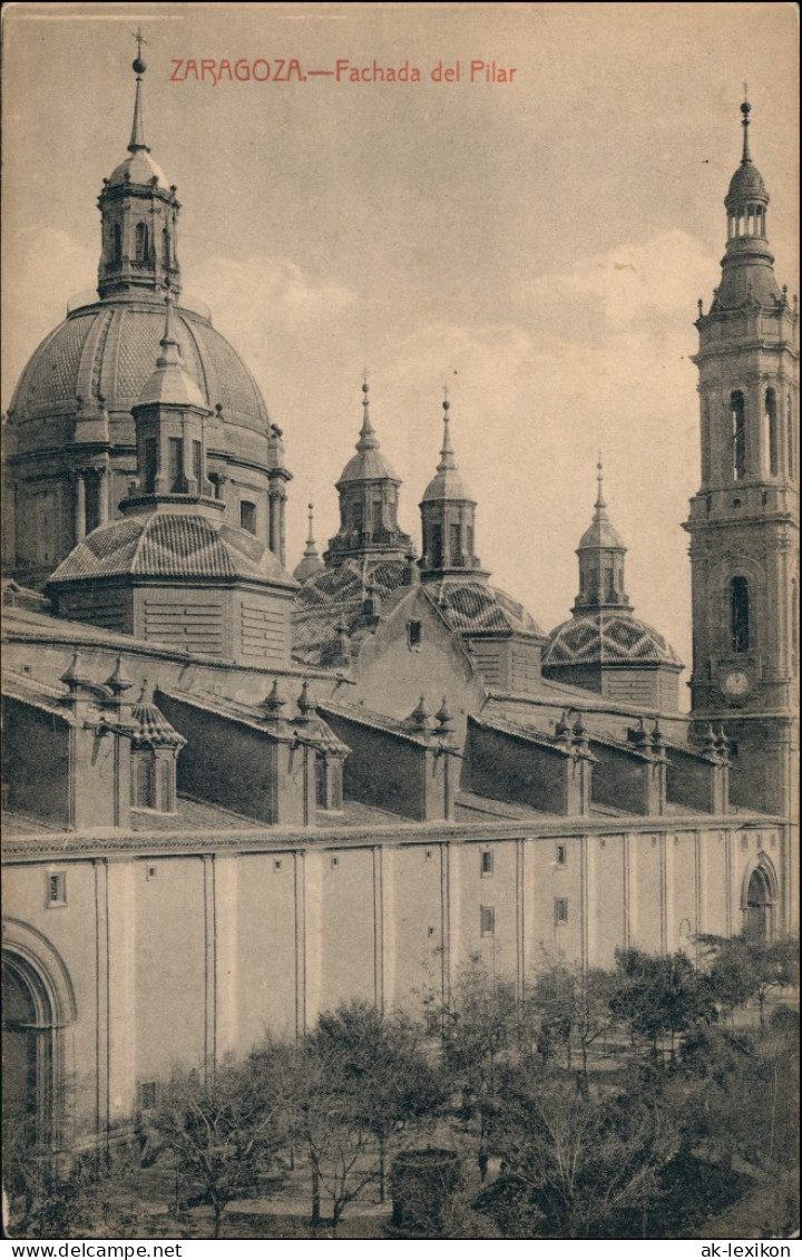 Postales Saragossa Zaragoza Fachada Del Pilar 1912 - Sonstige & Ohne Zuordnung