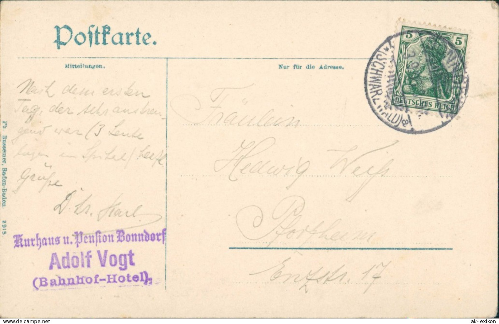 Ansichtskarte Bonndorf (Schwarzwald) Stadt, Bahnhofshotel - 2 Bild 1908 - Bonndorf