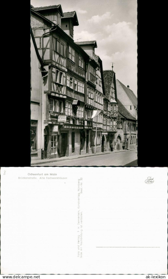 Ansichtskarte Ochsenfurt Brückenstraße - Geschäfte 1964 - Ochsenfurt