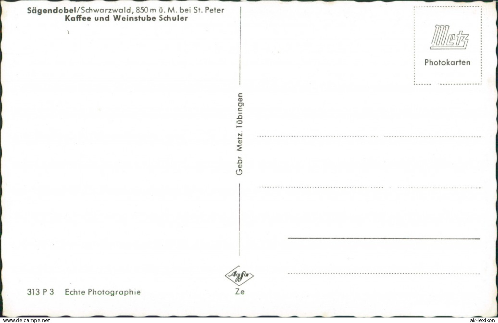 St. Peter Hochschwarzwald Kaffee Weinstube Schuler, Sägendobel Vogelschau 1960 - St. Peter