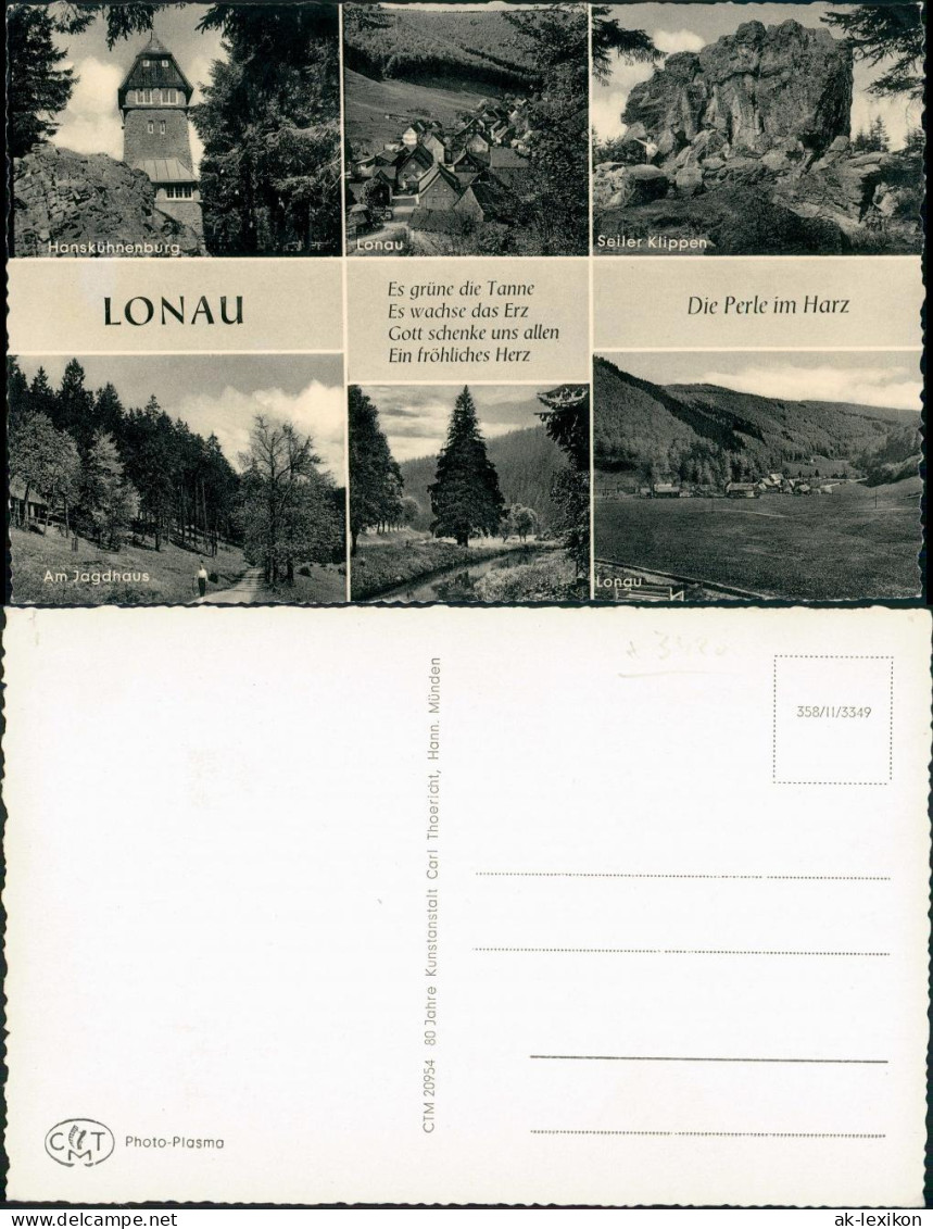 Lonau-Herzberg (Harz) Mehrbild-AK Klippen, Hanskühnenburg, Jagdhaus Uvm. 1960 - Herzberg