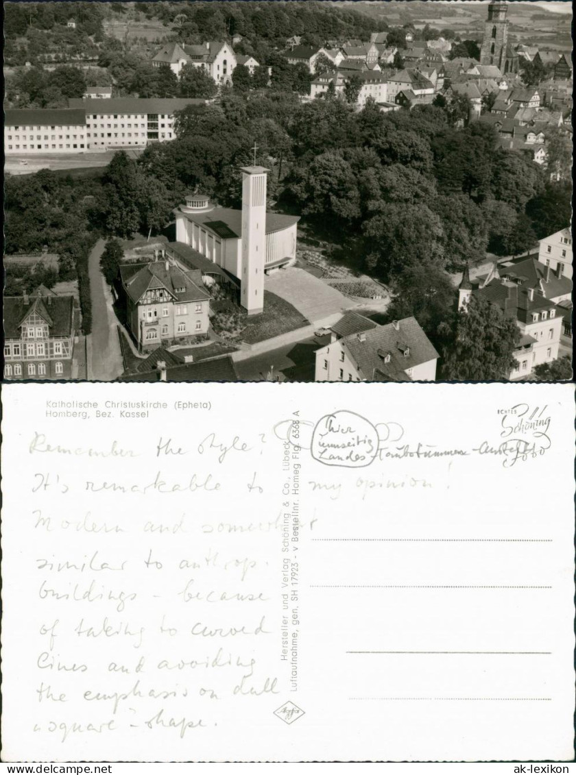 Homberg (Efze) Katholische Christuskirche (Epheta) Vom Flugzeug Aus 1960 - Homberg