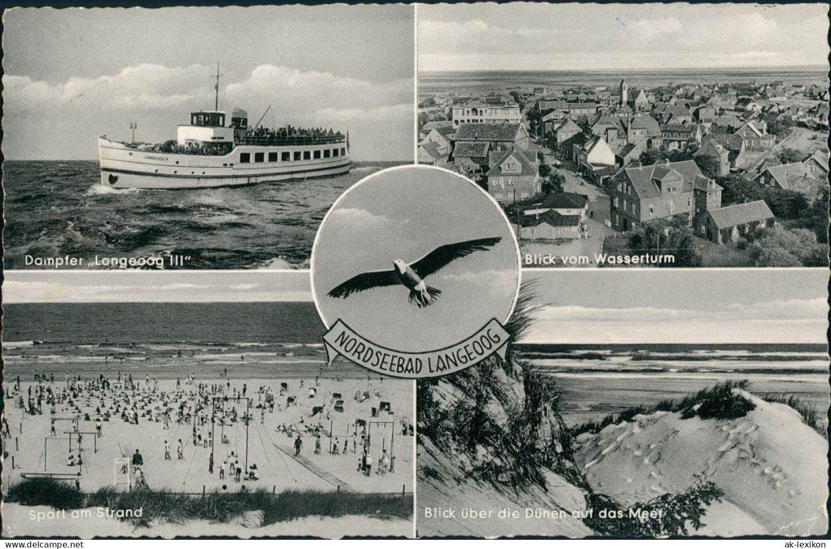 Langeoog 5 Foto-Ansichten Ua. Dampfer Langeoog III, Strand, Dünen Uvm. 1957 - Langeoog