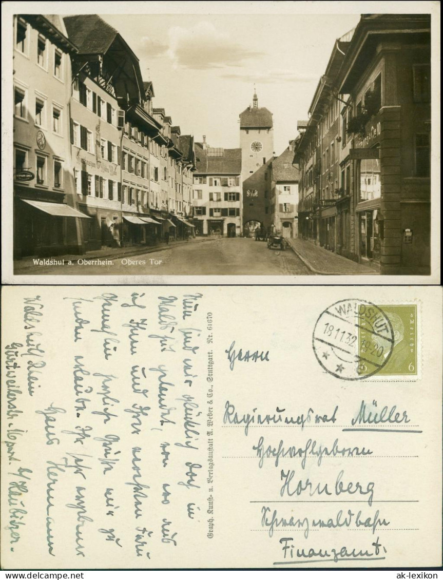 Ansichtskarte Waldshut-Waldshut-Tiengen Straßenpartie - Oberes Tor 1932 - Waldshut-Tiengen